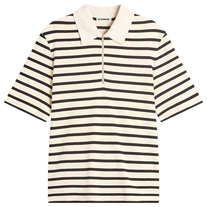 Photo: Jil Sander Men's Stripe Short Sleeve Polo in Bluejay