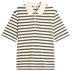 Jil Sander Men's Stripe Short Sleeve Polo in Bluejay