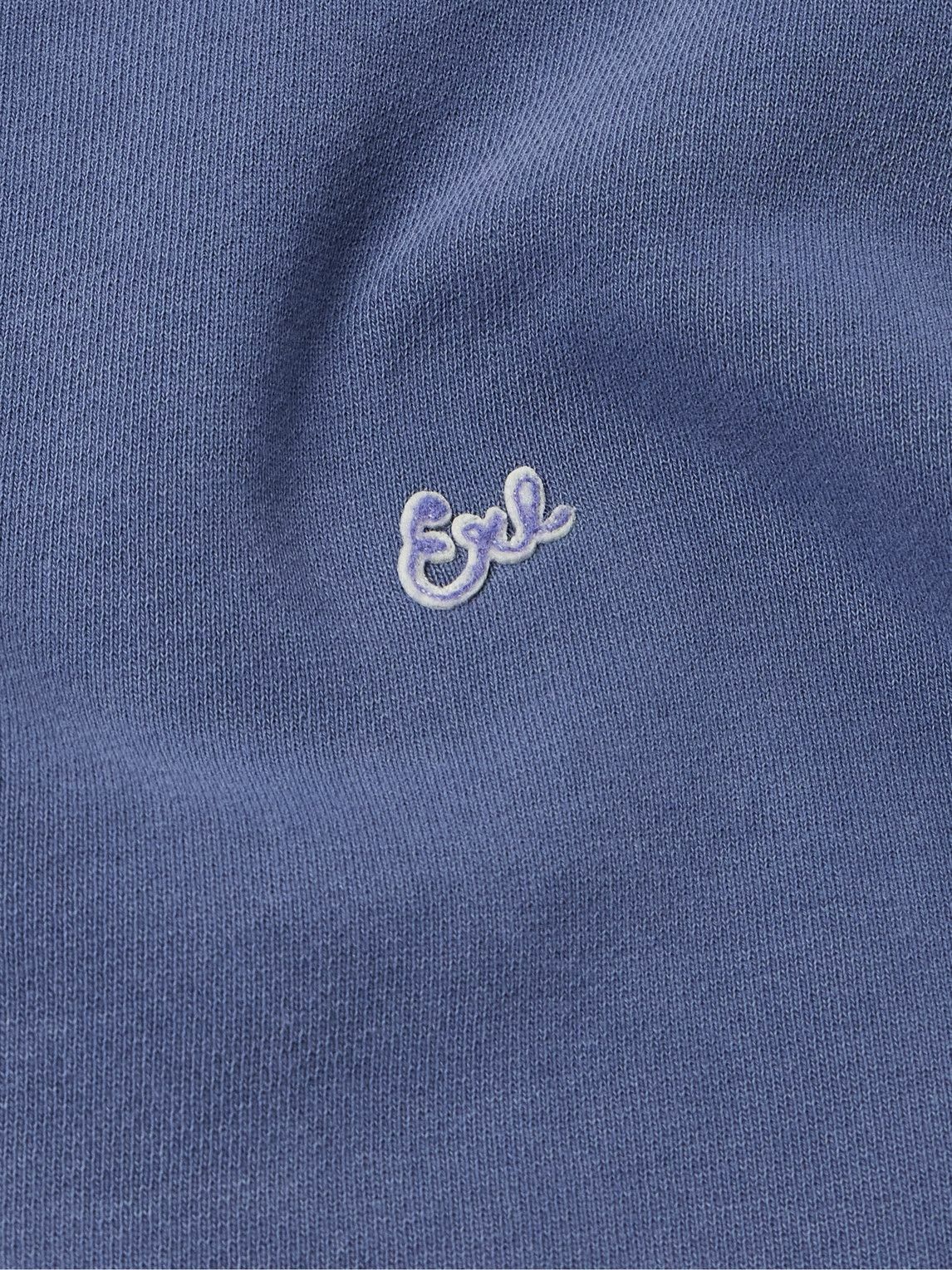 ERL - Cropped Logo-Embroidered Cotton-Jersey Sweatshirt - Blue