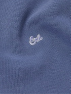 ERL - Cropped Logo-Embroidered Cotton-Jersey Sweatshirt - Blue