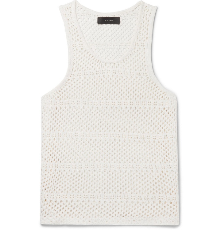 Photo: AMIRI - Crocheted Cotton and Cashmere-Blend Tank Top - Neutrals