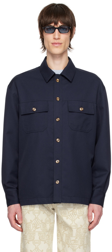 Photo: Drôle De Monsieur Navy 'La Surchemise Laine' Shirt