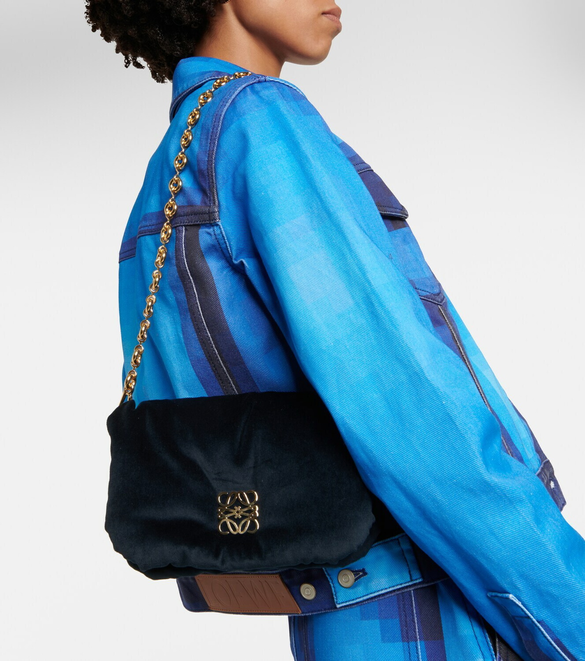 Loewe - Goya Puffer Small velvet shoulder bag Loewe