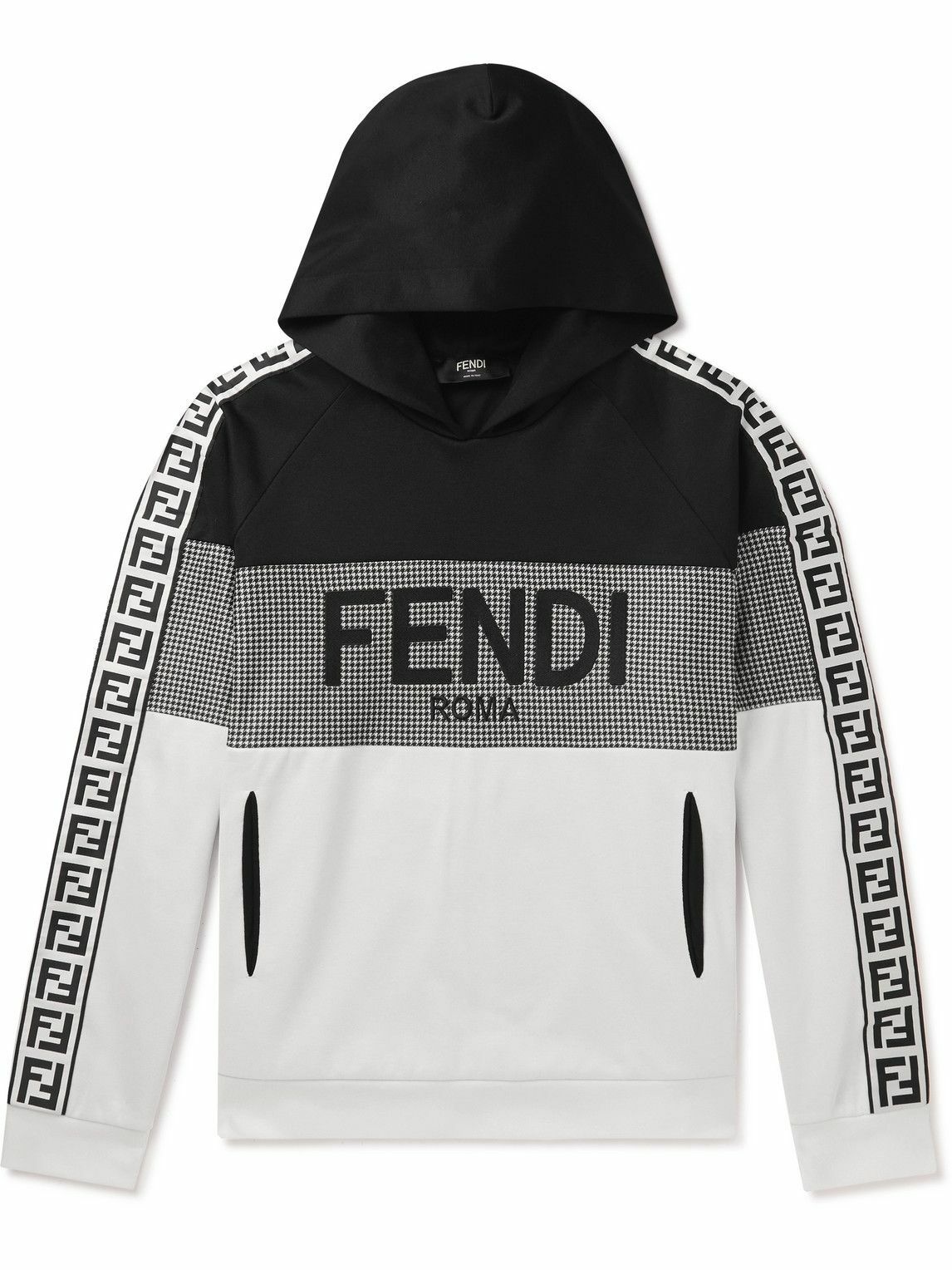 Photo: Fendi - Logo-Embroidered Panelled Jersey Hoodie - White