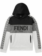 Fendi - Logo-Embroidered Panelled Jersey Hoodie - White