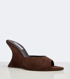 Aquazzura Bisous Wedge suede mules
