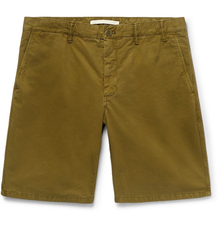 Photo: Norse Projects - Aros Slim-Fit Garment-Dyed Cotton-Twill Shorts - Men - Green