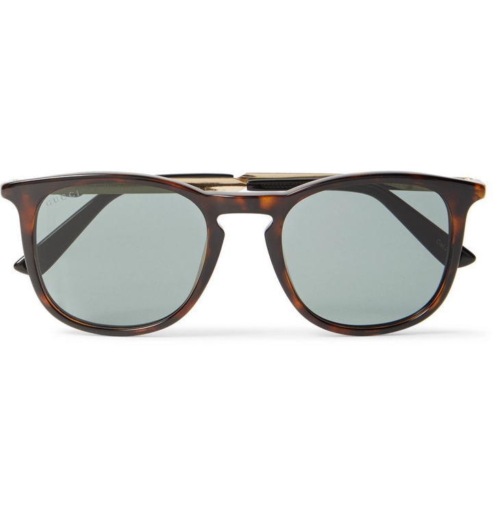 Photo: Gucci - Round-Frame Tortoiseshell Acetate and Gold-Tone Sunglasses - Men - Tortoiseshell