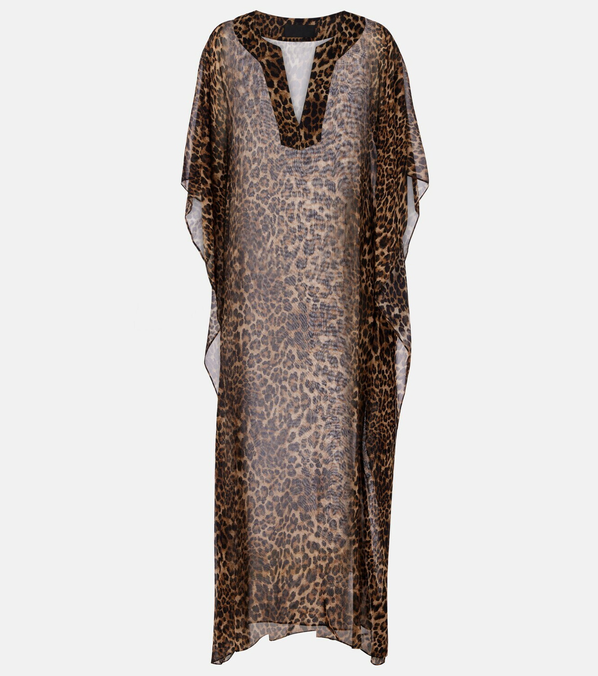 Nili Lotan Erica leopard-print semi-sheer silk kaftan