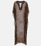 Nili Lotan Erica leopard-print semi-sheer silk kaftan