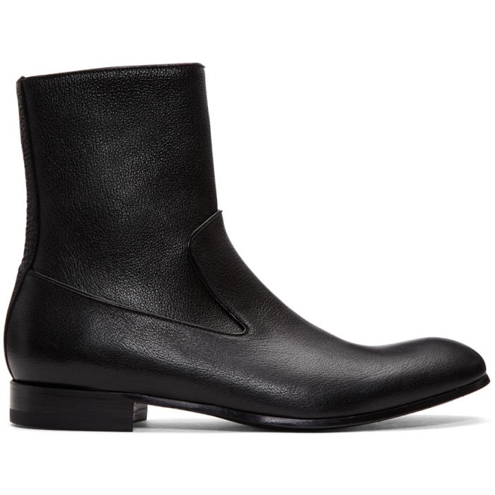 Photo: Alexander McQueen Black Leather Zip-Up Boots