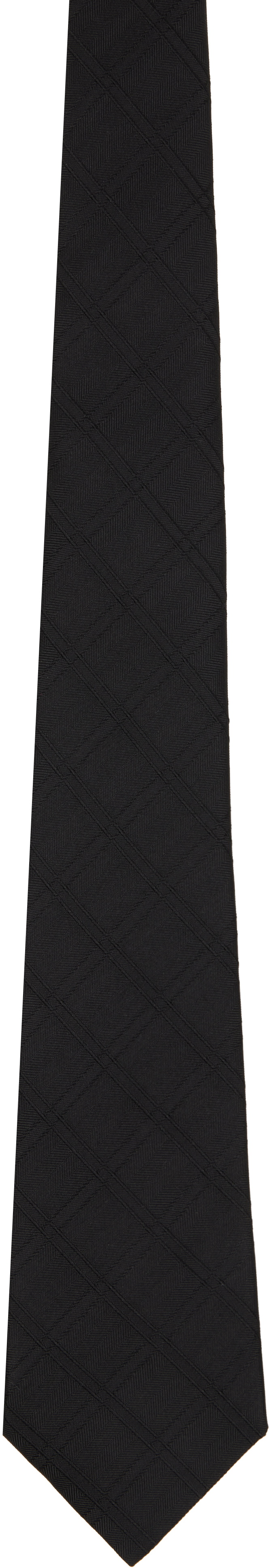 Comme des Garçons Homme Deux Black Medium Check Silk Tie
