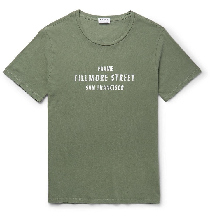 Photo: FRAME - Printed Cotton-Jersey T-Shirt - Men - Green