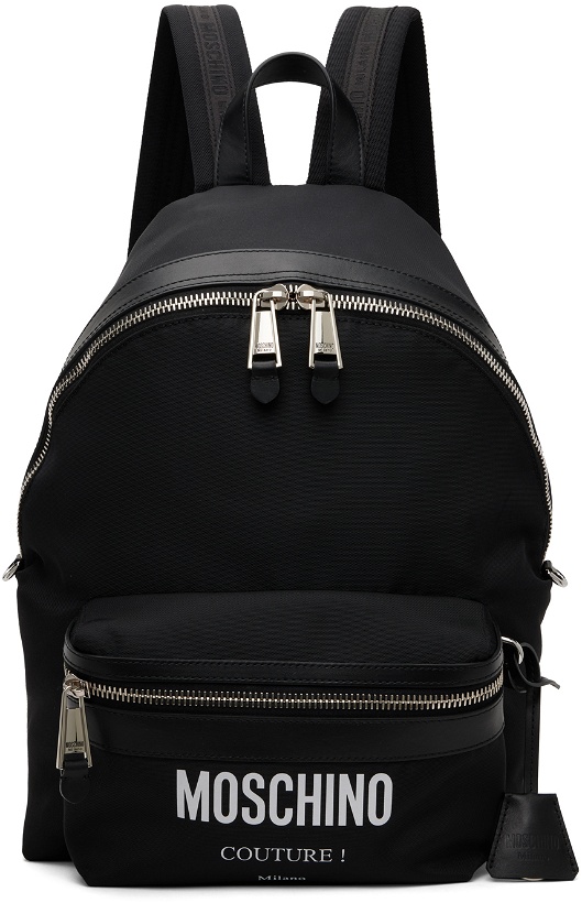 Photo: Moschino Black Printed Backpack