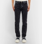 Lanvin - Slim-Fit Striped Bleached Denim Jeans - Men - Indigo