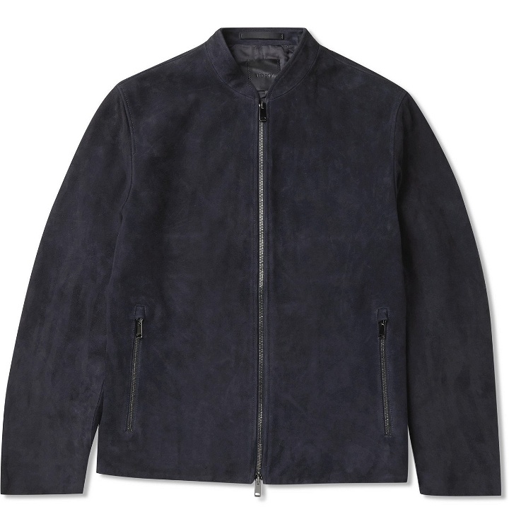 Photo: Theory - Moore Grand Suede Bomber Jacket - Blue