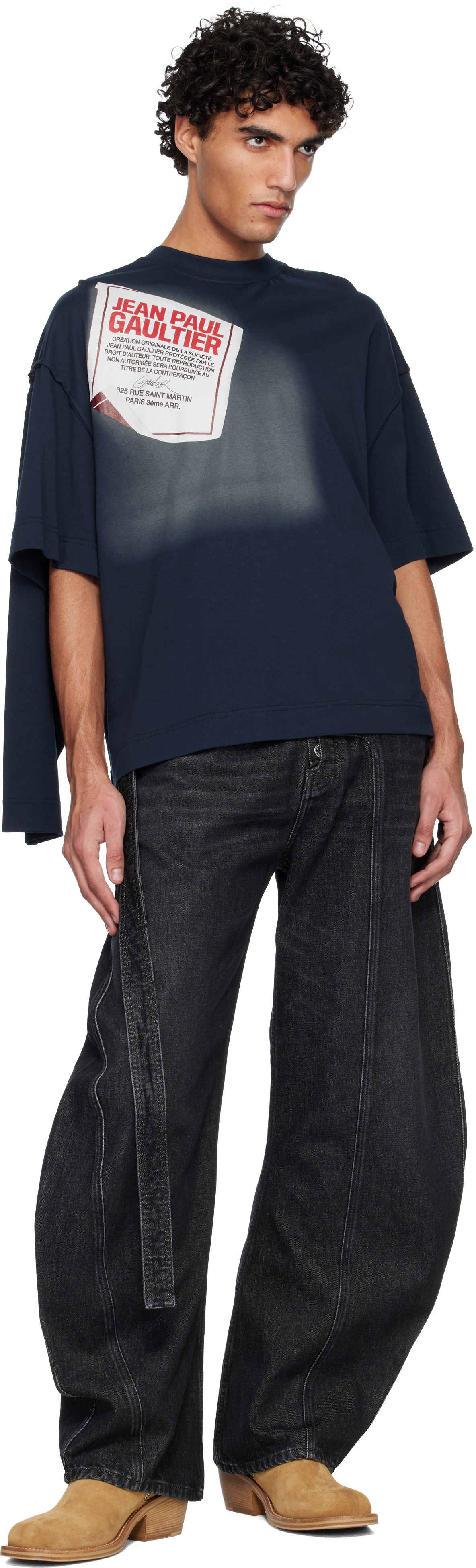Jean Paul Gaultier Black 'The Denim Strap' Jeans