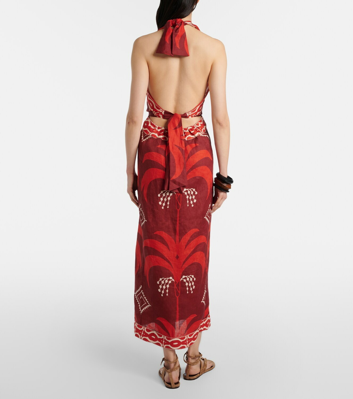 Johanna Ortiz Printed open-back linen midi dress