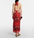 Johanna Ortiz Printed open-back linen midi dress