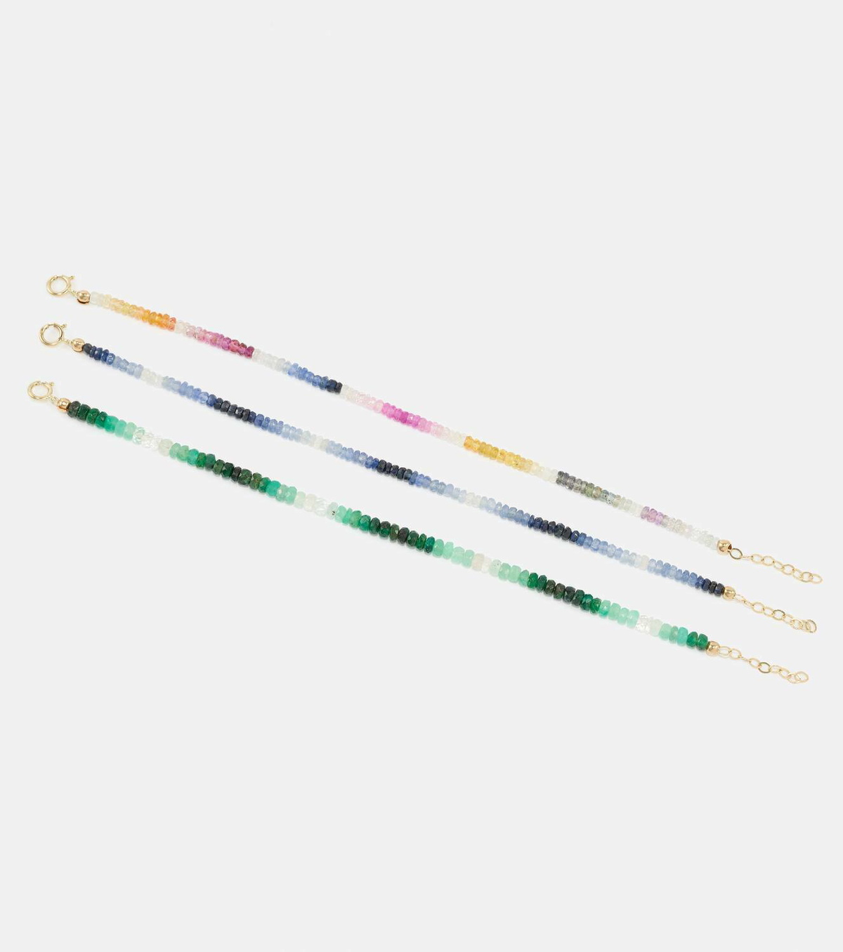 Roxanne First Set of 3 bracelets with sapphires and emeralds