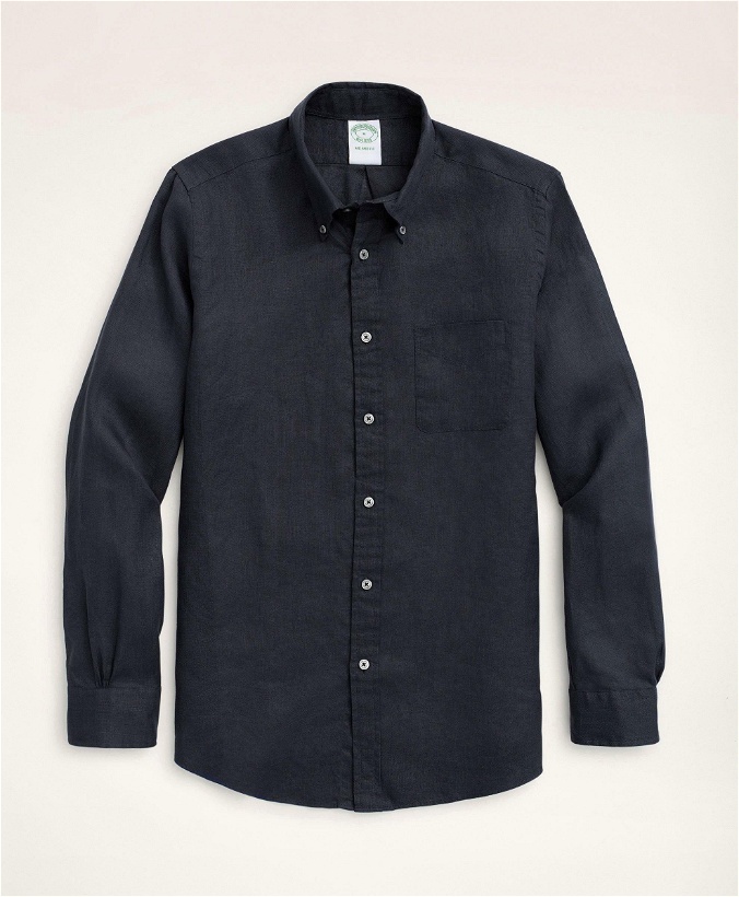 Photo: Brooks Brothers Men's Milano Slim-Fit Sport Shirt, Irish Linen | Black