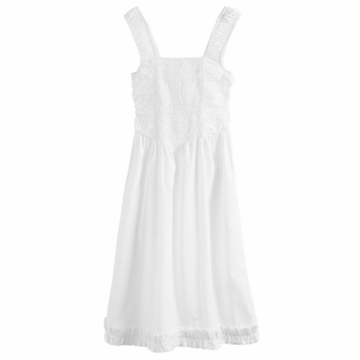 Photo: GANNI Women's Midi Strap Smock Dress in Bright White
