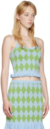 Pushbutton Blue Argyle Tank Top