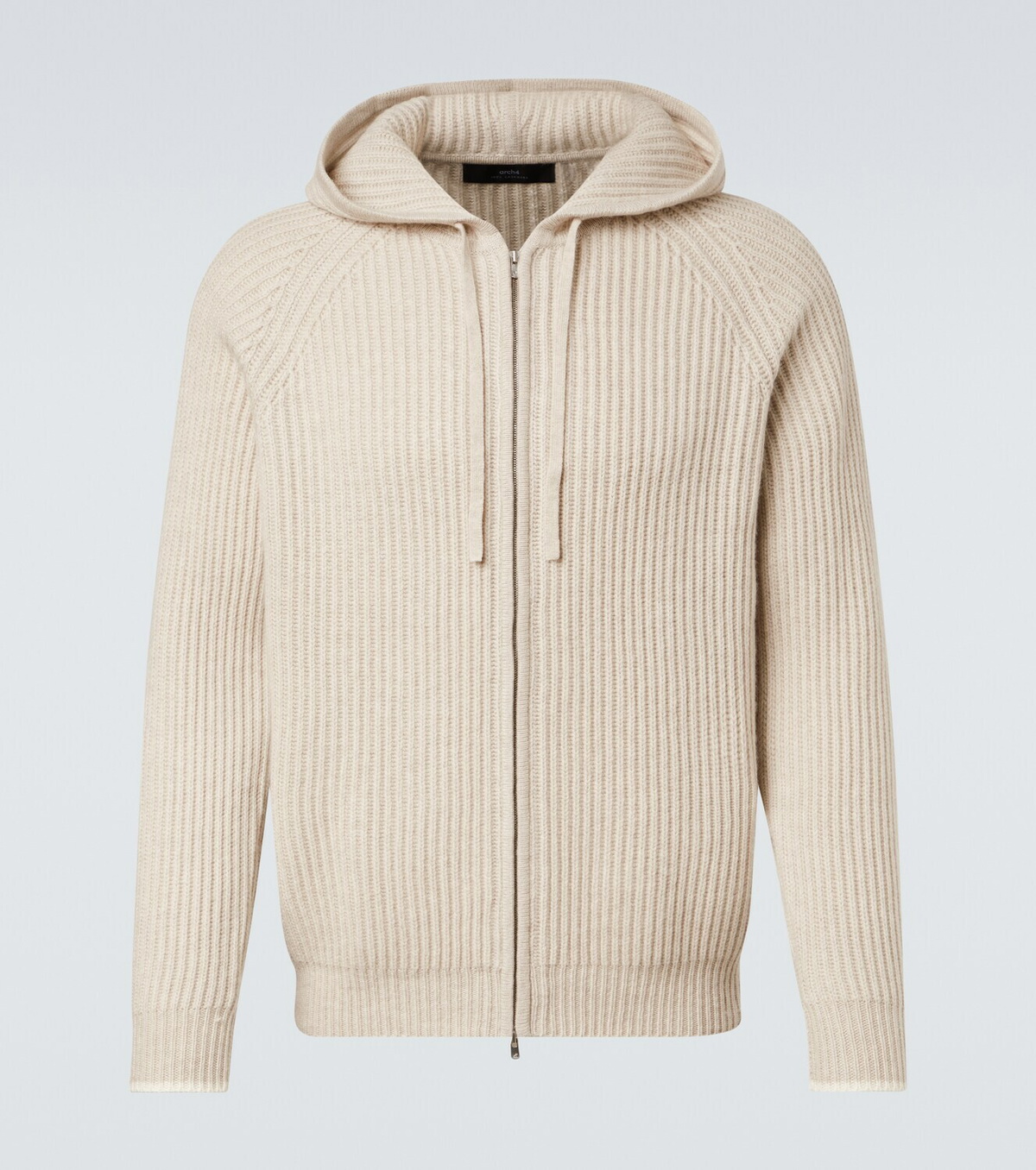 Arch4 Hooded ribbed-knit cashmere zip-up cardigan