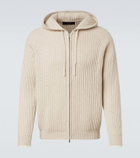 Arch4 Hooded ribbed-knit cashmere zip-up cardigan