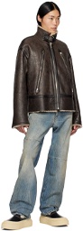 MM6 Maison Margiela Brown Pin-Buckle Leather Jacket