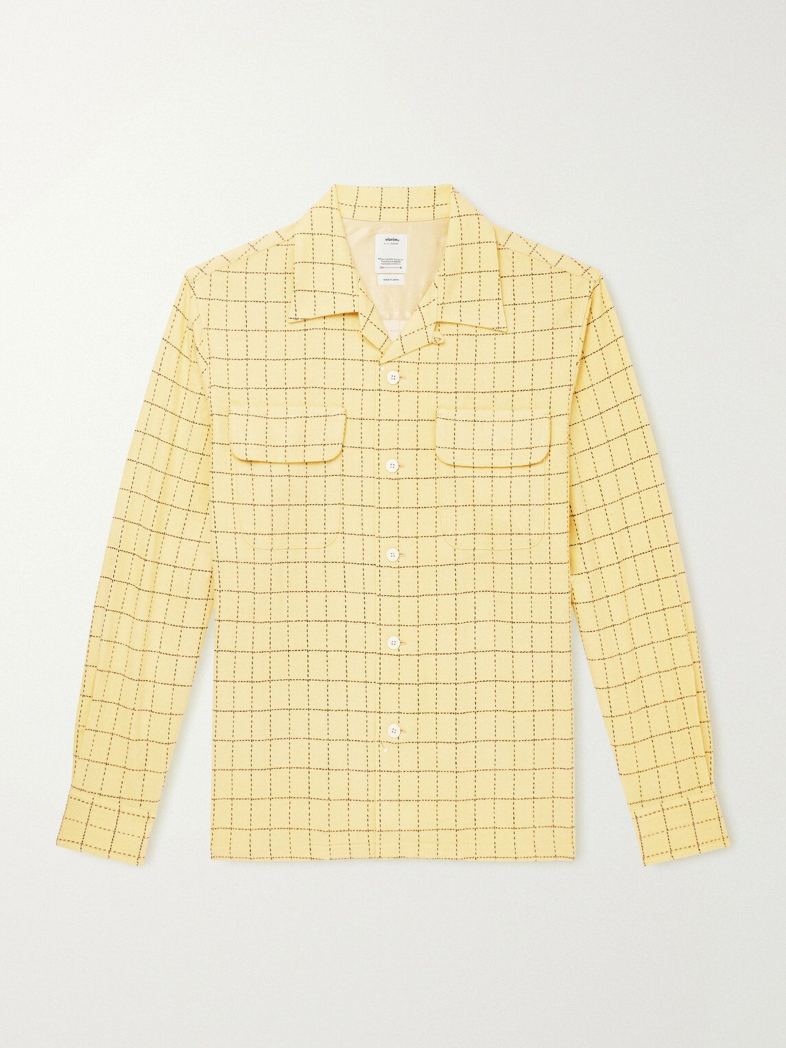 Visvim - Carrow Convertible-Collar Checked Wool Shirt - Yellow