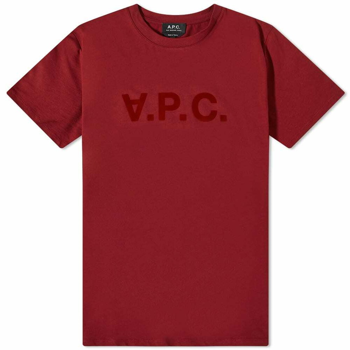 Photo: A.P.C. Men's VPC Logo T-Shirt in Burgundy