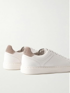 Brunello Cucinelli - Suede-Trimmed Full-Grain Leather Sneakers - White