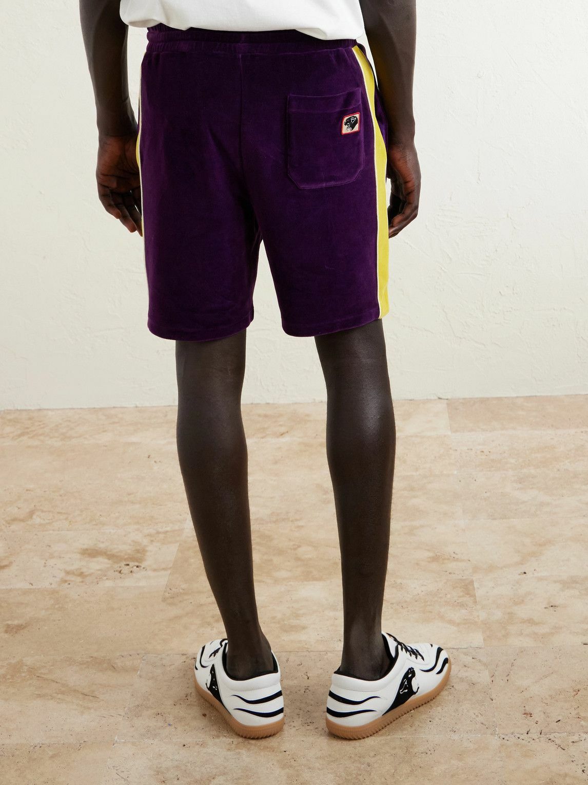 Valentino Garavani - Slim-Fit Appliquéd Cotton-Blend Velvet Shorts - Purple