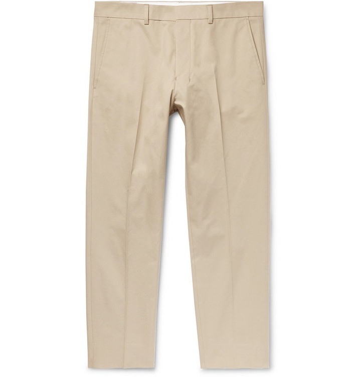 Photo: AMI - Cropped Slim-Fit Cotton-Twill Trousers - Beige