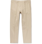 AMI - Cropped Slim-Fit Cotton-Twill Trousers - Beige