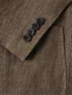 Rubinacci - Unstructured Double-Breasted Linen Suit Jacket - Brown