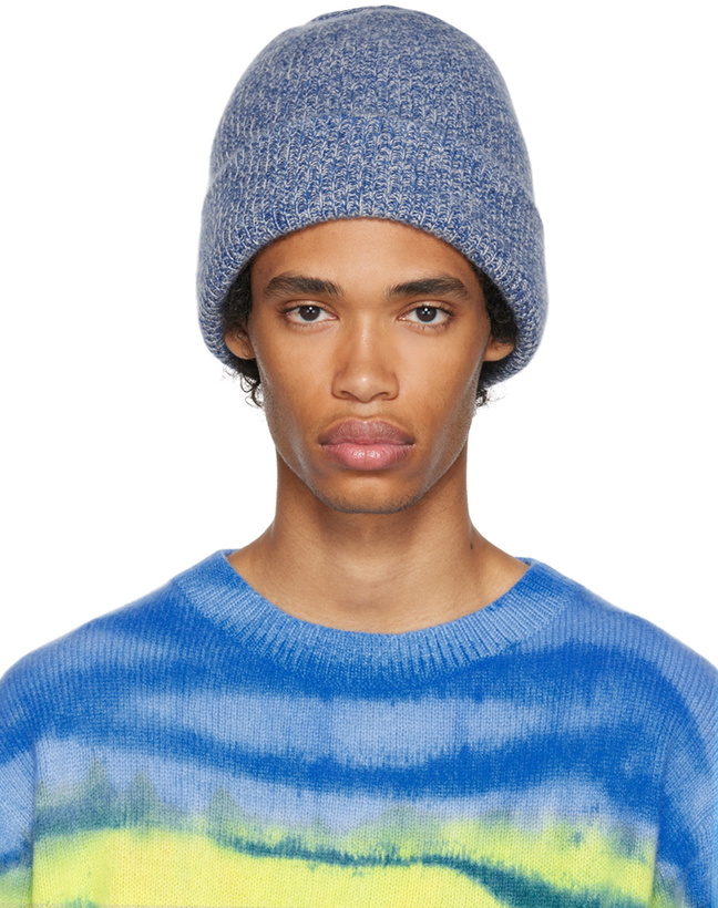 Photo: The Elder Statesman Blue Parker Beanie