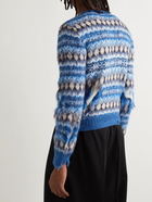 Maison Margiela - Slim-Fit Distressed Fair Isle Wool and Cotton-Blend Jacquard Sweater - Blue