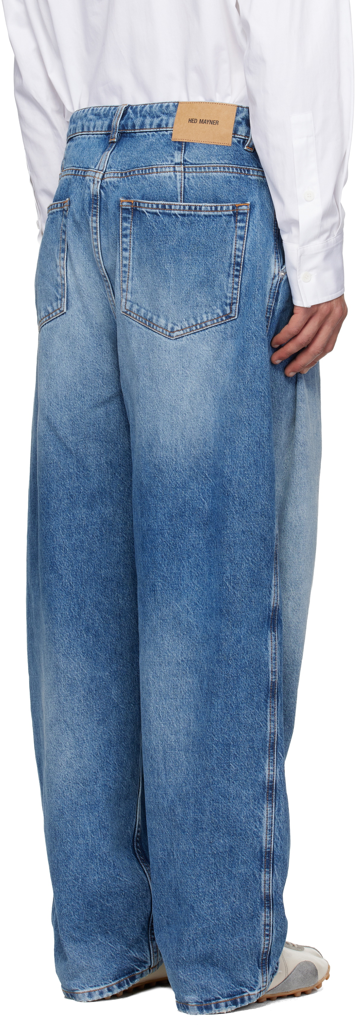 Hed Mayner Blue Pleated Jeans