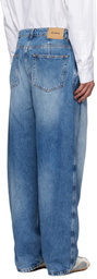 Hed Mayner Blue Pleated Jeans