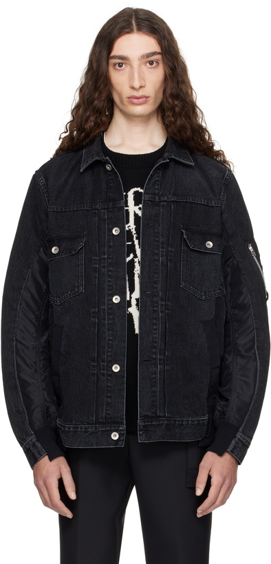 Photo: sacai Black Nylon Twill & Denim Jacket