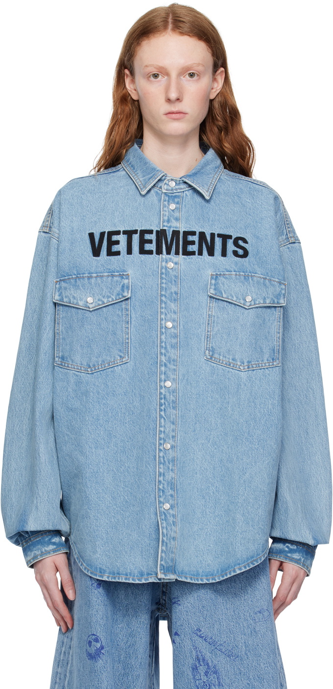 VETEMENTS Blue Faded Denim Shirt Vetements