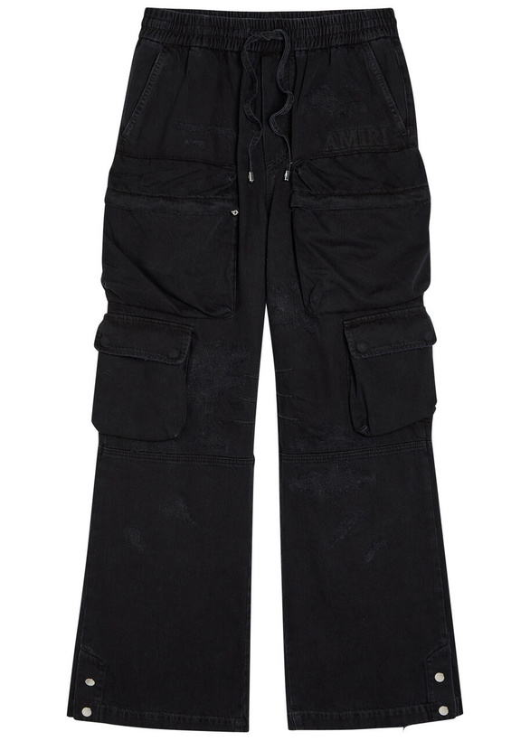 Photo: Amiri Distressed Denim Cargo Trousers Black