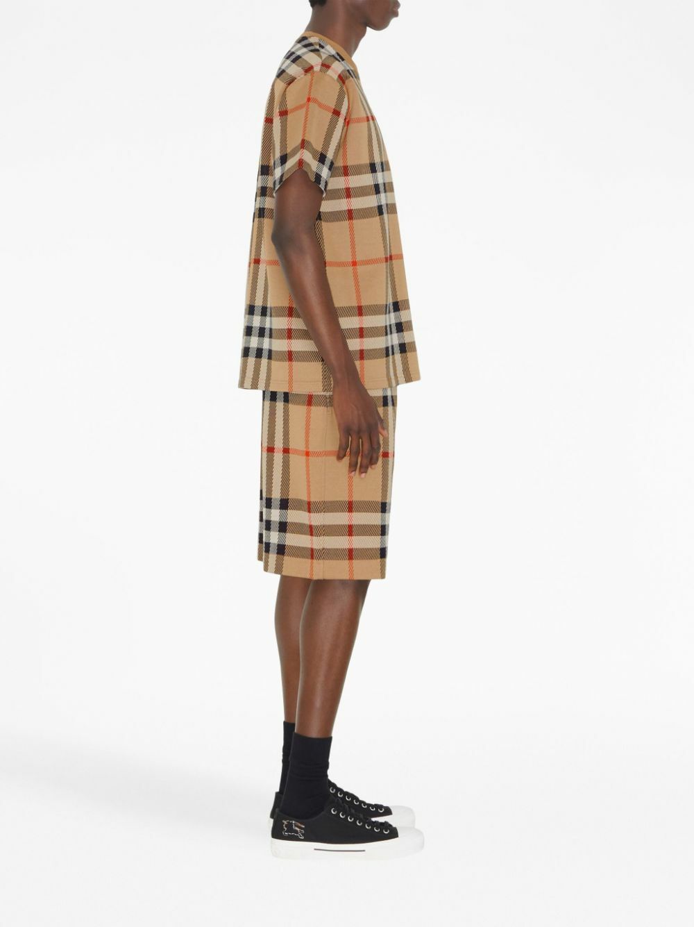 BURBERRY - Check Motif Cotton T-shirt Burberry