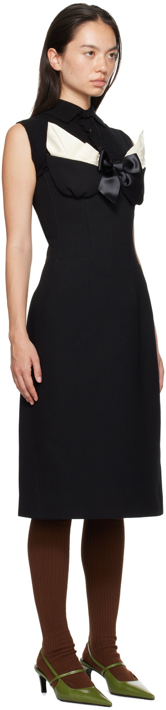 SHUSHU/TONG Black Embellished Bustier Spliced Midi Dress Shushu/Tong