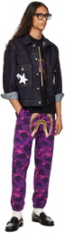 BAPE Purple Color Camo Shark Sweatpants