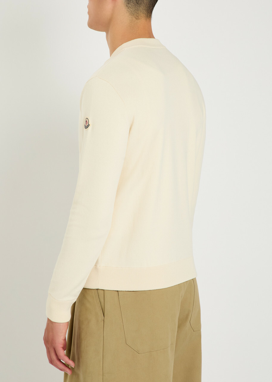 Moncler Logo-embroidered Cotton-blend Jumper Cream