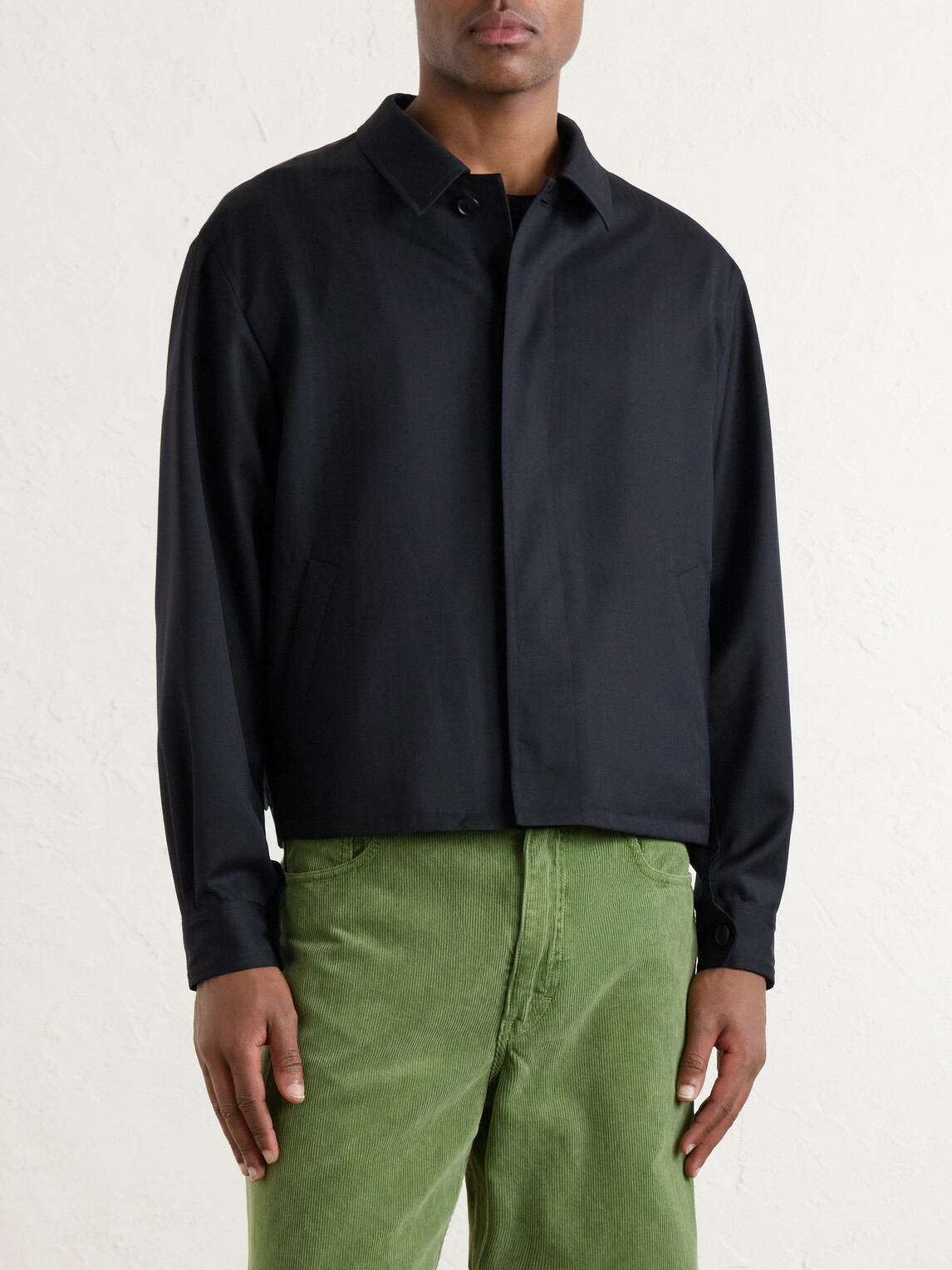 Auralee - Herringbone Wool Blouson - Black