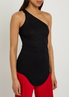 Rick Owens Lilies One-shoulder Fine-knit Tank Black